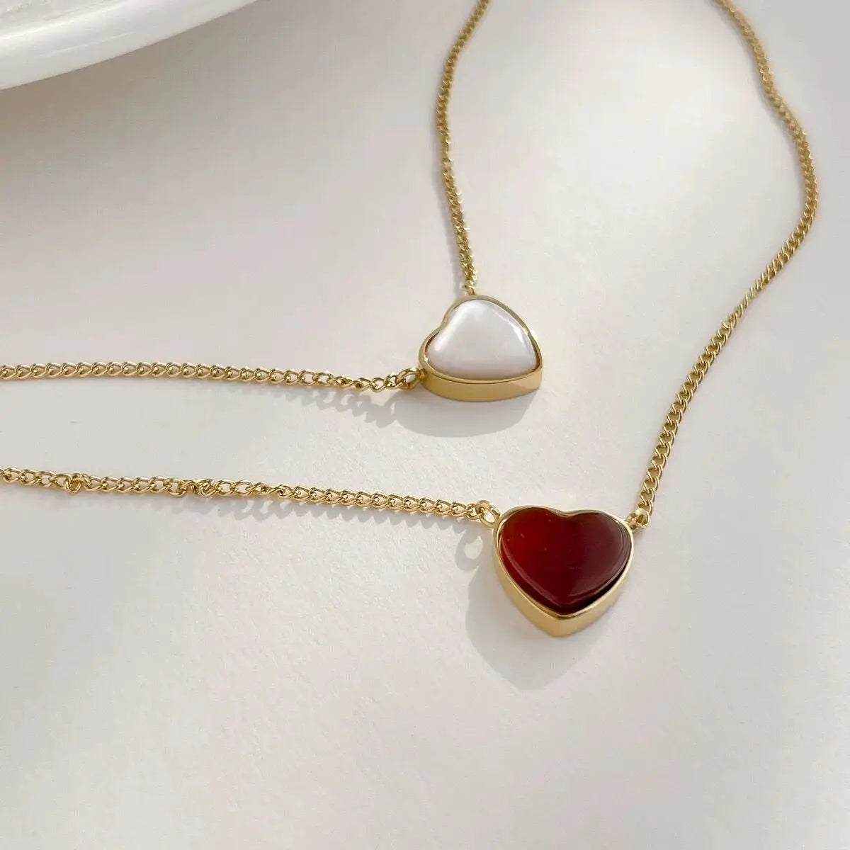 Classic Titanium Heart Pendant Necklace Plated with 18K Gold for Women