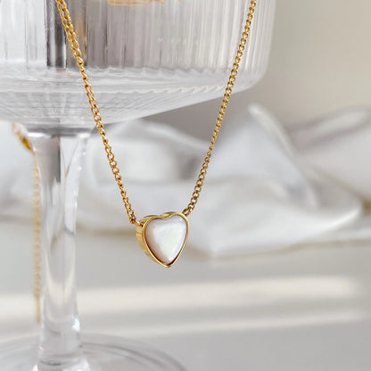 Classic Titanium Heart Pendant Necklace Plated with 18K Gold for Women