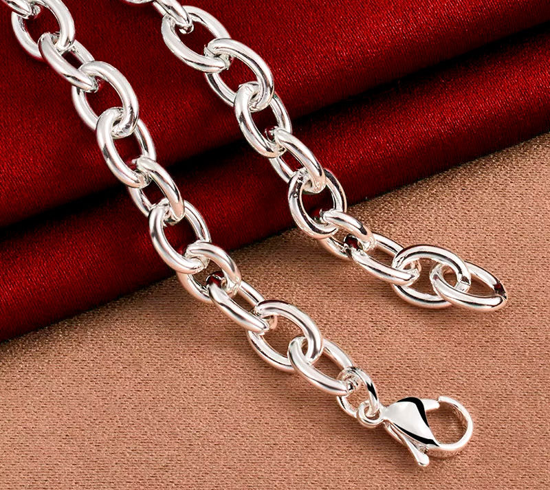 925 Sterling Silver Hollow Heart Necklace – Elegant 18-Inch Link Chain for Women and Men